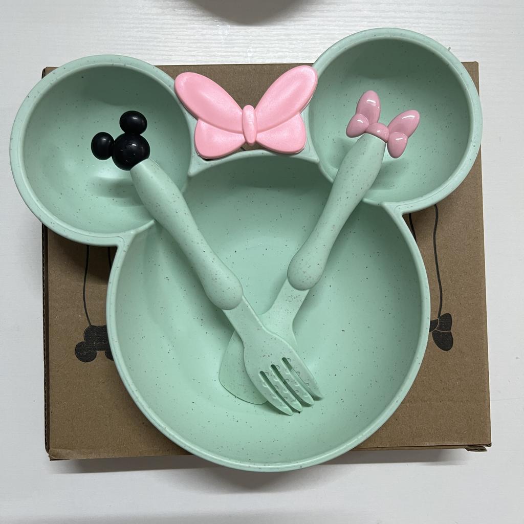 Hochwertiges Geschirrset aus Weizenstroh - Ungiftig, BPA-frei, Runde Teller & Besteck - Perfekt für Weihnachten & Halloween