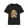 Dog Cute Illustrated Black Tee Adorable Pet Graphic T-Shirt