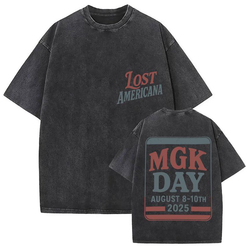 Vintage Gewaschenes MGK Lost Americana Tour 20252026 Print T-Shirt Herren Damen Harajuku Hohe Qualität Mode Übergroße Baumwoll-T-Shirts