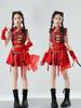 Chinese Red Dragon Jazz Dance Skirt Set - Girls' Fashion Show & Street Dance Costume