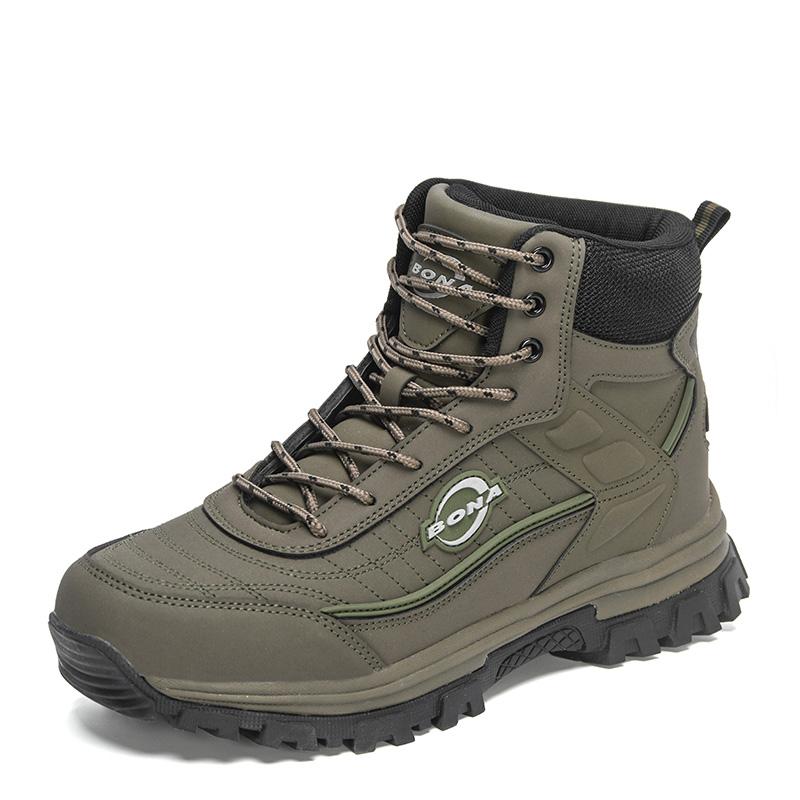 BONA Новые дизайнерские мужские высокие нескользящие ботинки из нубука Anlke Booth s для походов, мужские теплые зимние короткие ботинки, обувь для ходьбы 44 армия зеленый
