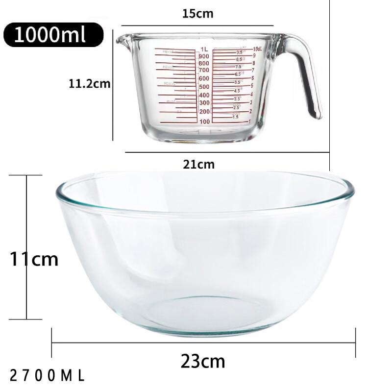 Flavinmci Heat-Resistant Glass Measuring Cup & Bowl Set