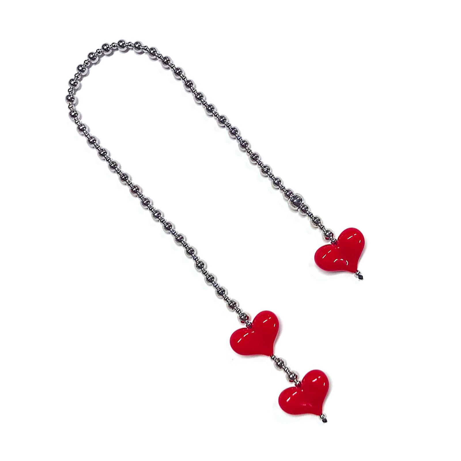 

Шармы для сумки в форме сердца Акриловая текстура Длинная цепочка с разноцветными бусинами Идеально для женщин Подарки Презент Модные аксессуары красный