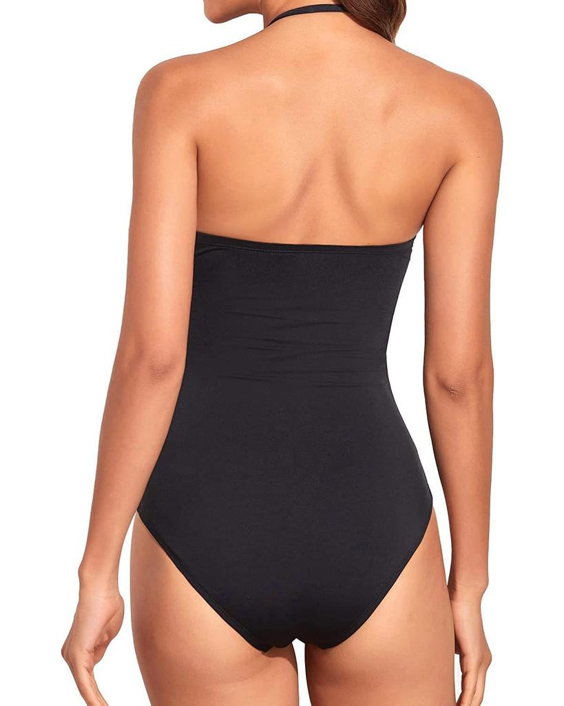 Grote Maten 2024 Dames Effen Kleur Bandeau Badpak met Afneembare Bandjes - Sexy, Gerimpeld, Eendelig