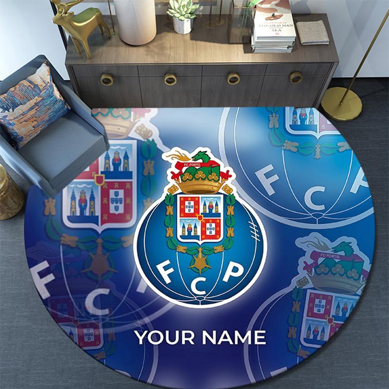 Custom Name Futebol Clube Do Porto2 Round Area Rug,Carpet Rug for Living Room Bedroom Sofa Playroom Decor,Non-slip Floor Mat