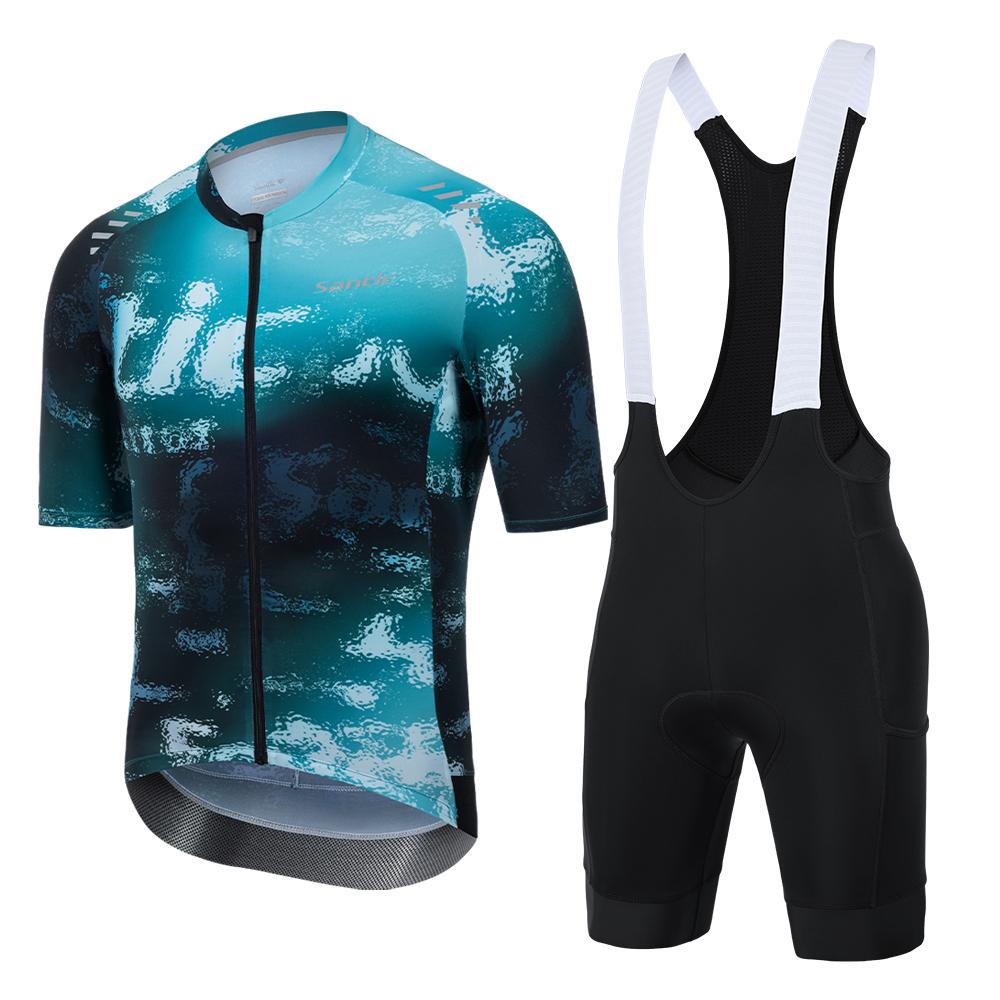 

Santic Men s Cycling Suit Summer Short Sleeve Jersey Bib Shorts Breathable Quick Dry Road NTB Riding Clothes KM26CT105 S