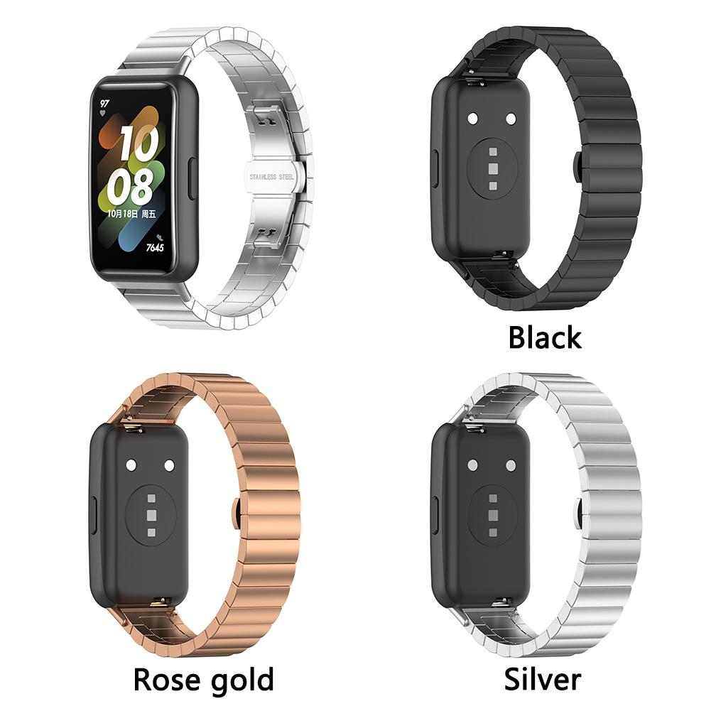 17.6cm Luxury Wrist Watch Strap Fashion Stainless Steel Metal Smart Watch Band Compatible For Huawei Band 7