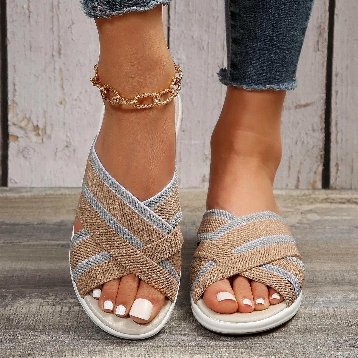 

модные летние сандалии на открытом воздухе легкие повседневные тапочки на танкетке женские сандалии на платформе с резинкой тапочки пляжные тапочки женские 35 бежевый