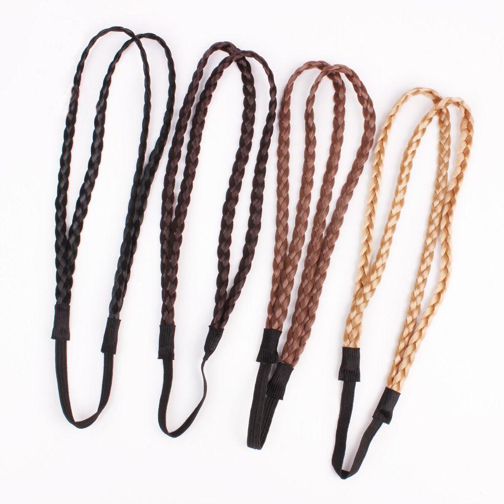 Twist Elastic Hair Headband Double Braided Headwear Plaited Headband Synthetic Braided Headbands
