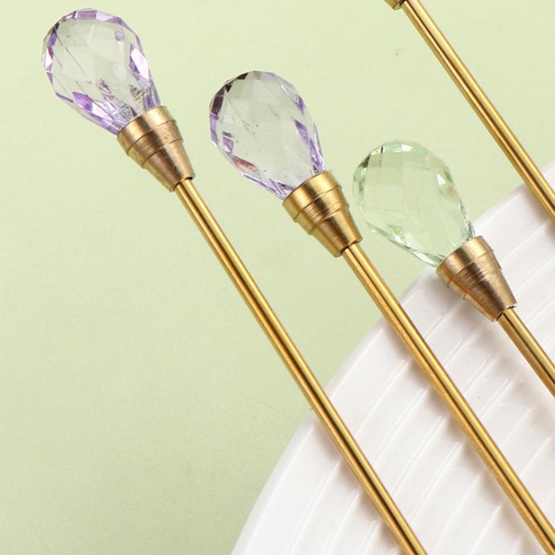 Diamond Spoon Fork Stainless Steel Long Stirring Spoon Exquisite  Teaspoon For Ice Cream Dessert Coffee Cocktail Mug