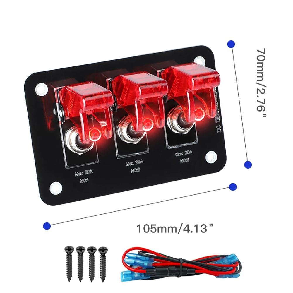 12/24V 3-Position Auto LED Racing Car Ignition Engine Start on/Off Push Toggle Switch Panel Car Boat Caravan Modification