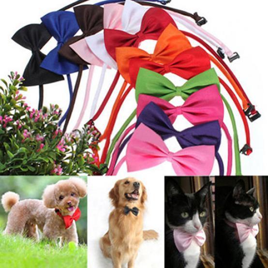 Cute Solid Color Adjustable Cat Bowtie Pet Dog Collar Bowknot Necktie Bow Tie
