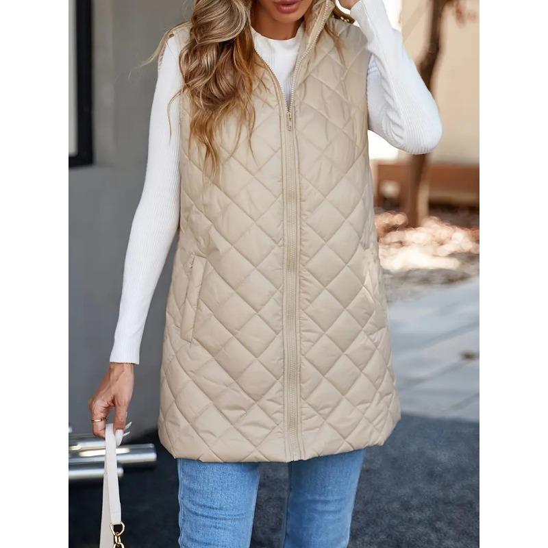 

Терможилет без рукавов со стойкой воротником Новый жилет на молнии Самый продаваемый женский жилет средней длины XS