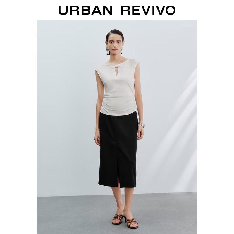 UR 2025 Fall Women's Casual Bow Pleated Sleeveless T-Shirt UWG450158