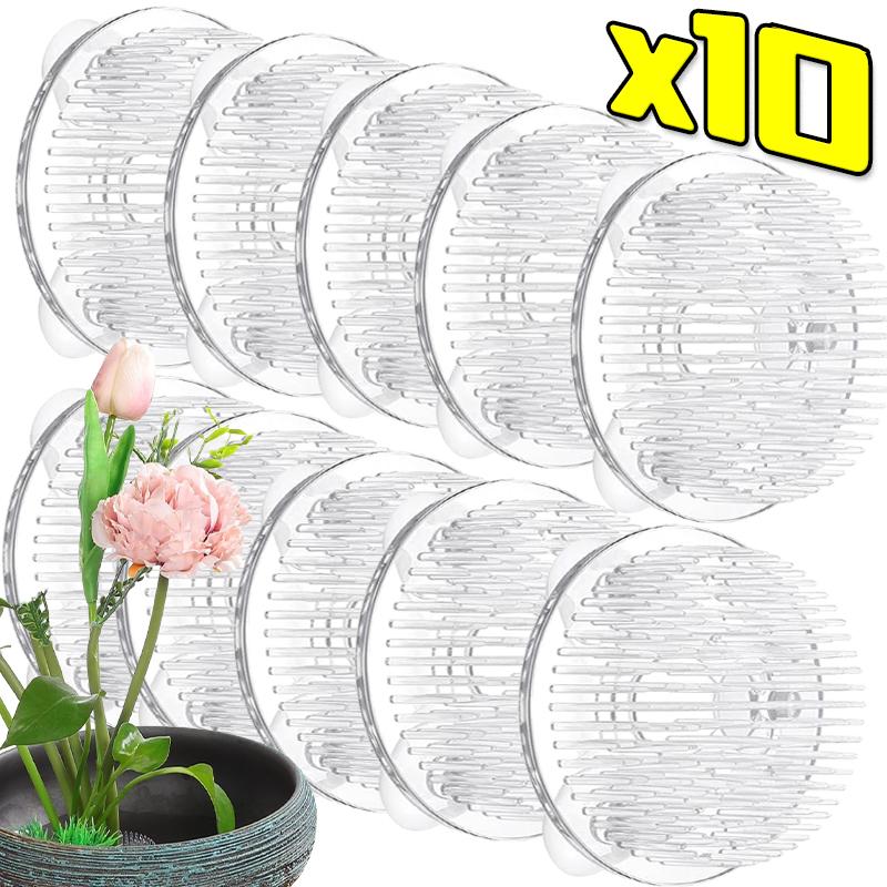 Round Ikebana Stem Holder Suction Cup Transparent Flower Arrangement Base Flower Fixing Bracket Vases Floral Fixed Base Holder Cup Holders 5