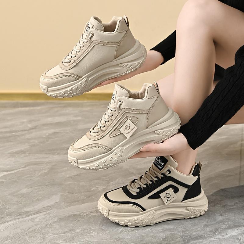 ins Korean version of thick-soled high-top dad shoes 2025 autumn new student running sports shoes increase height casual Q036