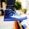 Luxury Blue High Top Sneakers Men Skateboard Shoes Big Size 47 Patent Leather Man Sneakers Platform Non-Slip Men's Casual Shoes