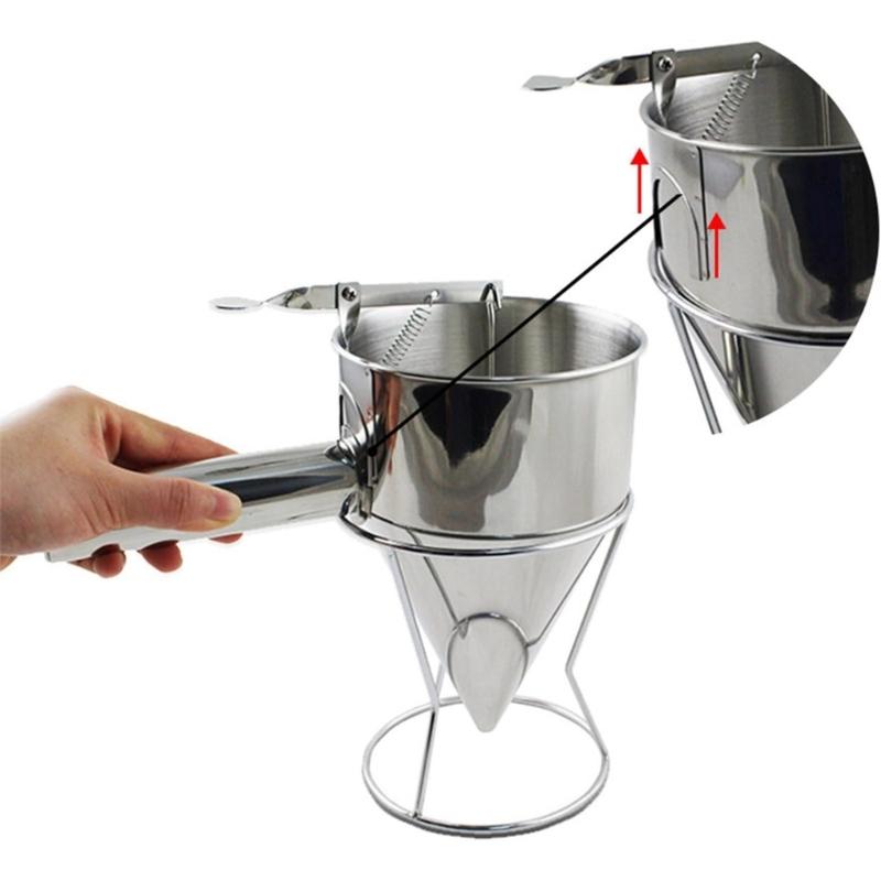 Professional 1200ML Pancake Batter Dispenser Stainless Steel Funnel Suitable for Baking Cupcakes Waffles with Stand