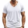 Herren T-Shirt mit V-Ausschnitt, lässig, Slim Fit, kurzärmelig, weich, leicht, einfarbig