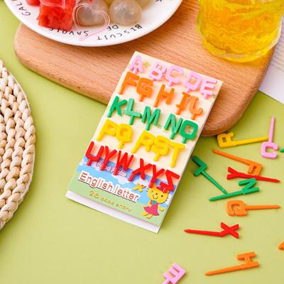 26 Pcs/Set Alphabet Fruit Forks Health And Safety Party Decoration Food Picks Practical Grade Cartoon for Kitchen