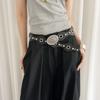 Leopard Women's Rivet Belt Vintage Dress Jeans Belt Leather Waistband  Waist Accessories