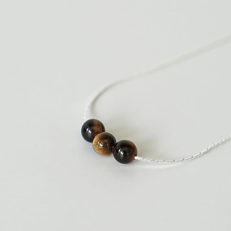 Modernlike 14k Gold-filled Silver Triple Amber Tiger Eye Necklace