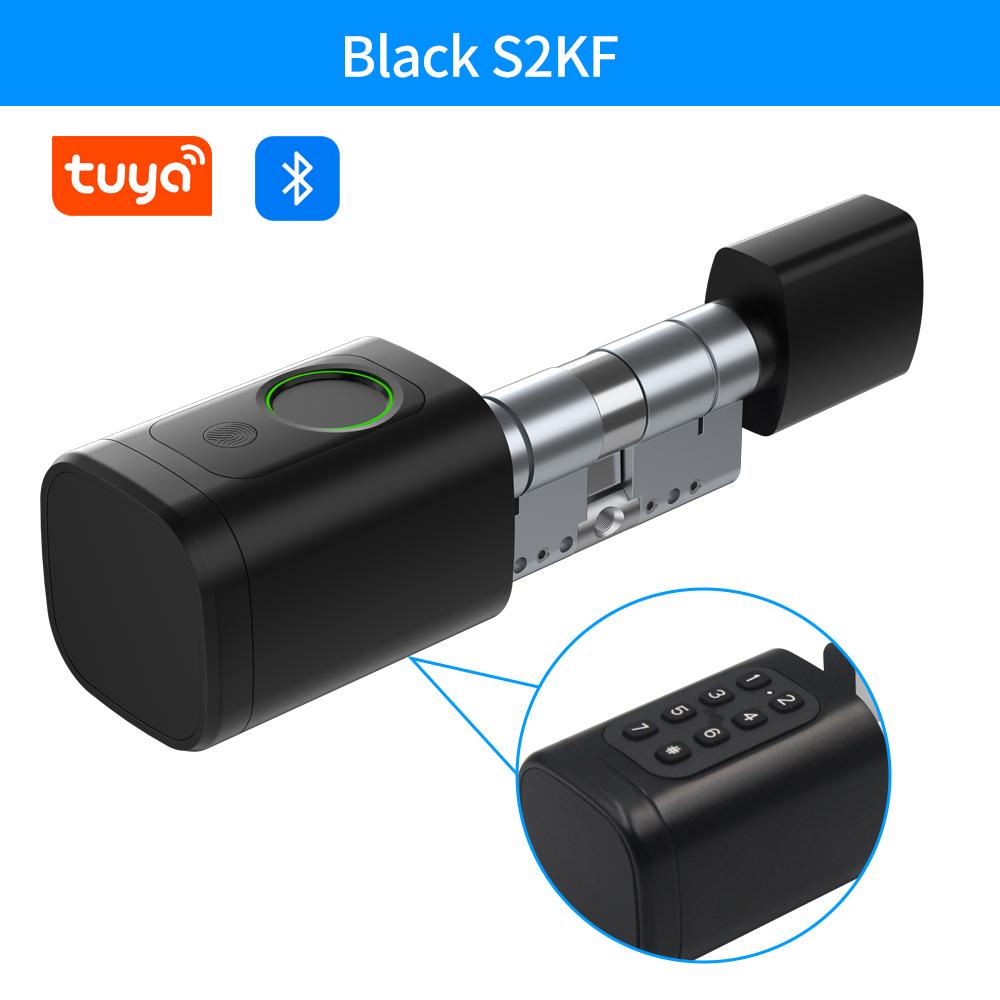 TTLock/ Tuya Bluetooth Smart Fingerprint Digital Cylinder Lock with APP/Password/RFID Card/Key unlock V1 Adjustable Length S2KF-V1B-tuya