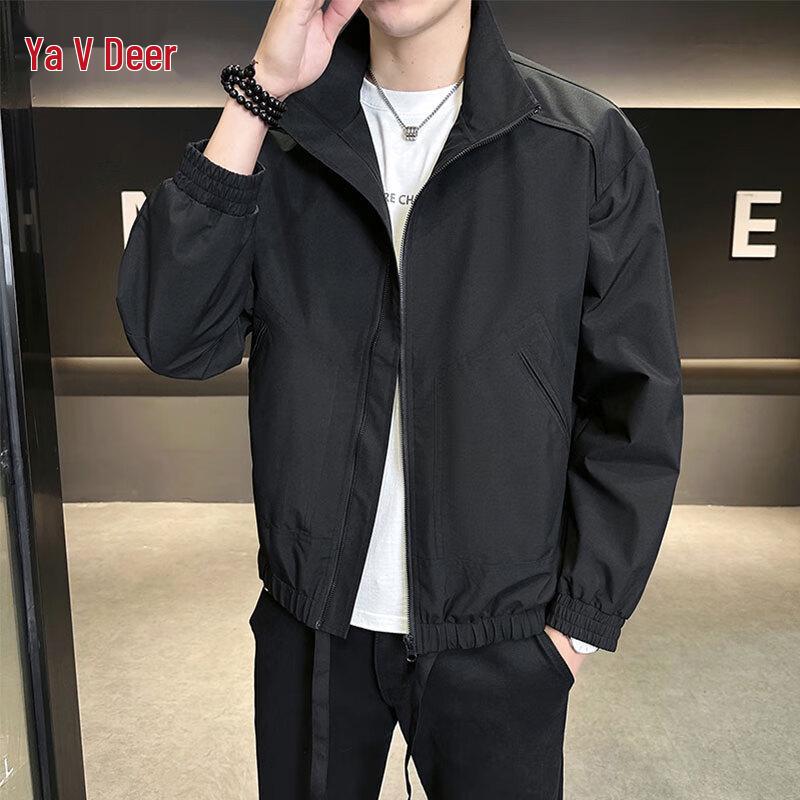 

Yalu Men s Fall Casual Stand-Collar Workwear Jacket M