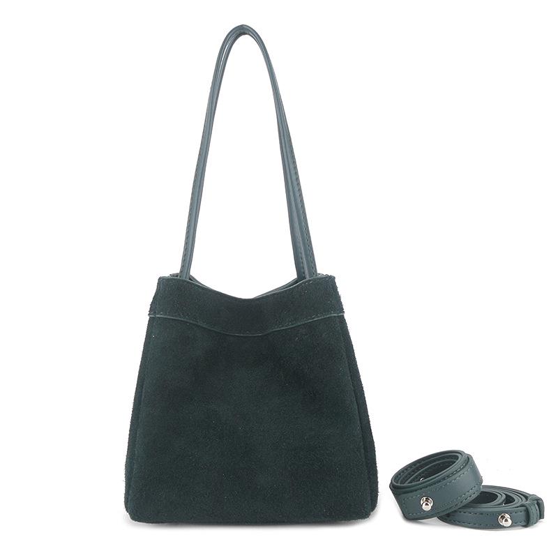 Autumn/Winter Suede Leather Deformable Basket Handbag - Crossbody & Shoulder Bag.