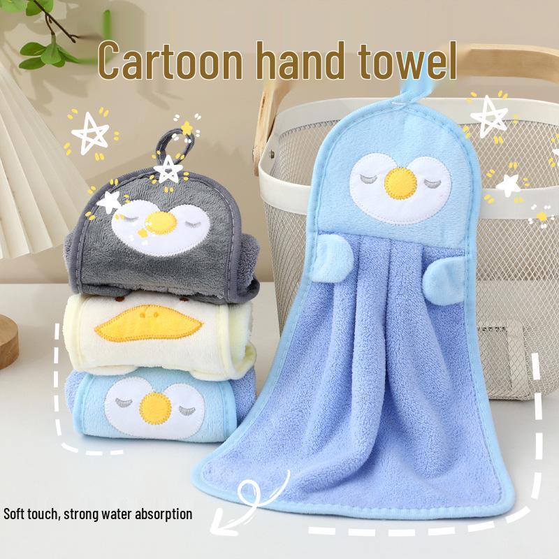 Roztomilý kreslený ručník z korálového fleecu - Silný, rychleschnoucí, s možností zavěšení a bez zápachu