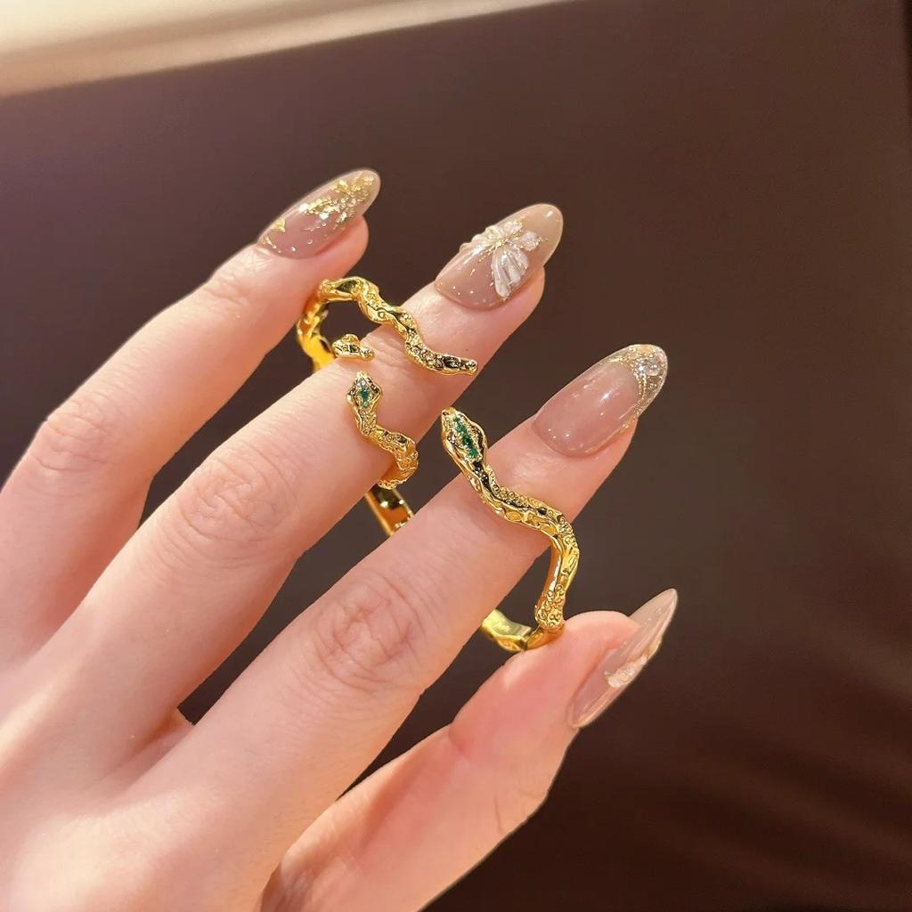 Natal Year Of The Snake Small Golden Snake Ring Light Luxury High-End Diamond-Encrusted Bracelet Niche Design Snake Bracelet