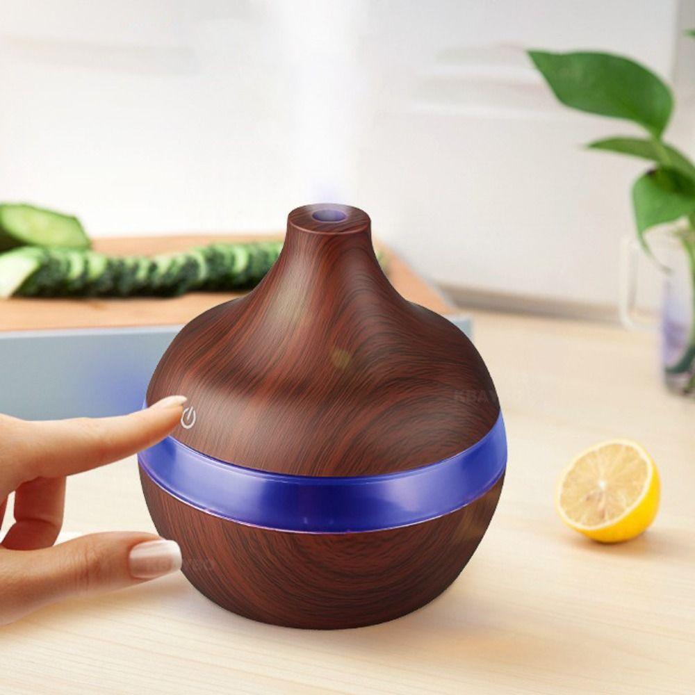 300ML Aroma Oil Diffuser Wood Grain Aromatherapy Machine Household Air Humidifier Desktop