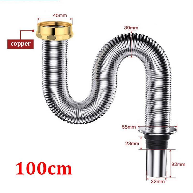 Kitchen Sink Drain Pipe Accessories Mop Pool Sink Drain Pipe Stainless Steel Drain Deodorant Explosion-proof