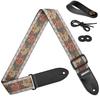 Amumu Guitar Strap 5cm Wide Vintage Paisley with Premium Leather Fits and Adjustable from 94cm To 160cm - Ends, Acoustic, Electric, Bass,