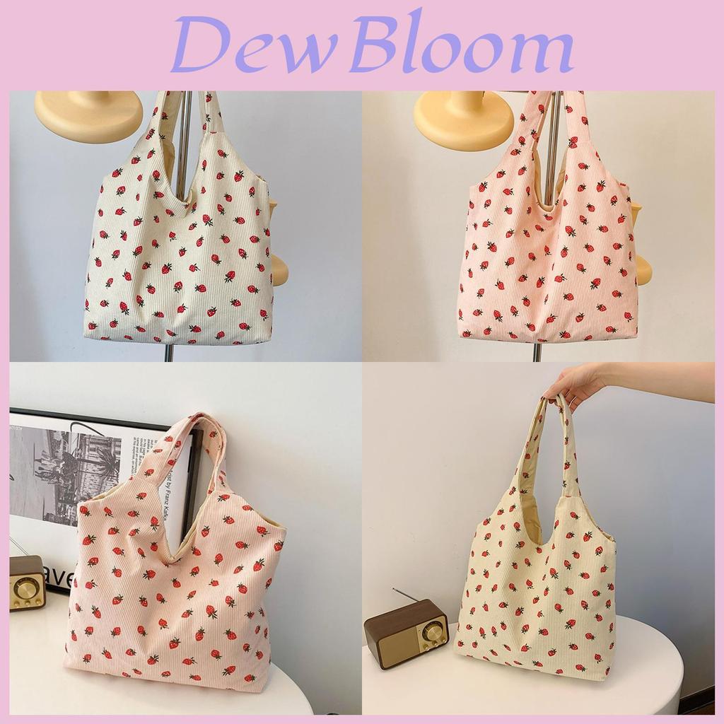 Trendy 2024 Canvas Strawberry Tote Bag Fashionable Soft Shoulder Bag For Women