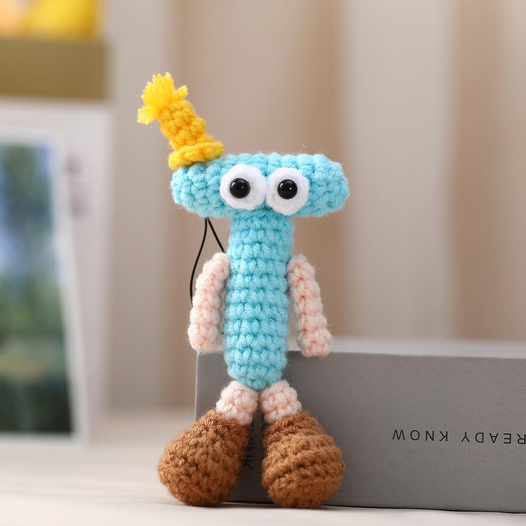 Handmade Crochet Alphabet Keychain, Letter R-Z Knitted Doll Bag Charm,Cute 3D Knitted Letter Pendant, R-Z Alphabet Crochet Keychain