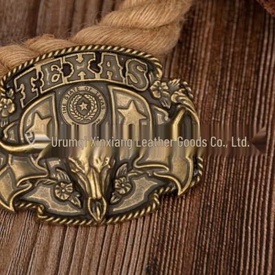 Hebilla de Cinturón de Aleación de Zinc con Cabeza de Toro de la Bandera de Texas Retro para Hombres y Mujeres