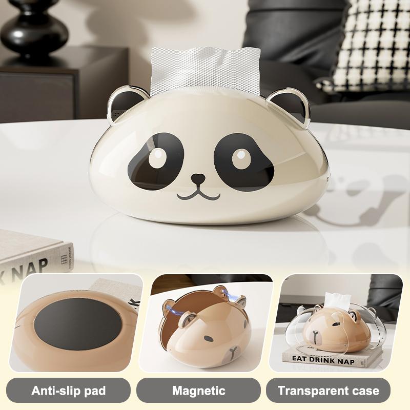 1 Cute Panda Tissue Box, Kitchen Napkin Storage Box, Cartoon Toilet Paper Box, Cute Desktop Paper Box, Home Decoration