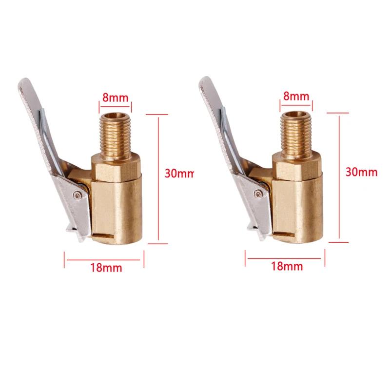 1/2/4pcs Car Tire Air Chuck Inflator Pump Valve Connector Clip-on Adapter Car Brass 6mm 8mm Tyre Wheel Valve For Inflatable Pump Valve Stems 1