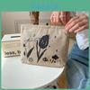 Japanese Floral Embroidery Portable Large Capacity Cosmetic Bag Street Fashion Canvas Lipstick Storage Bag