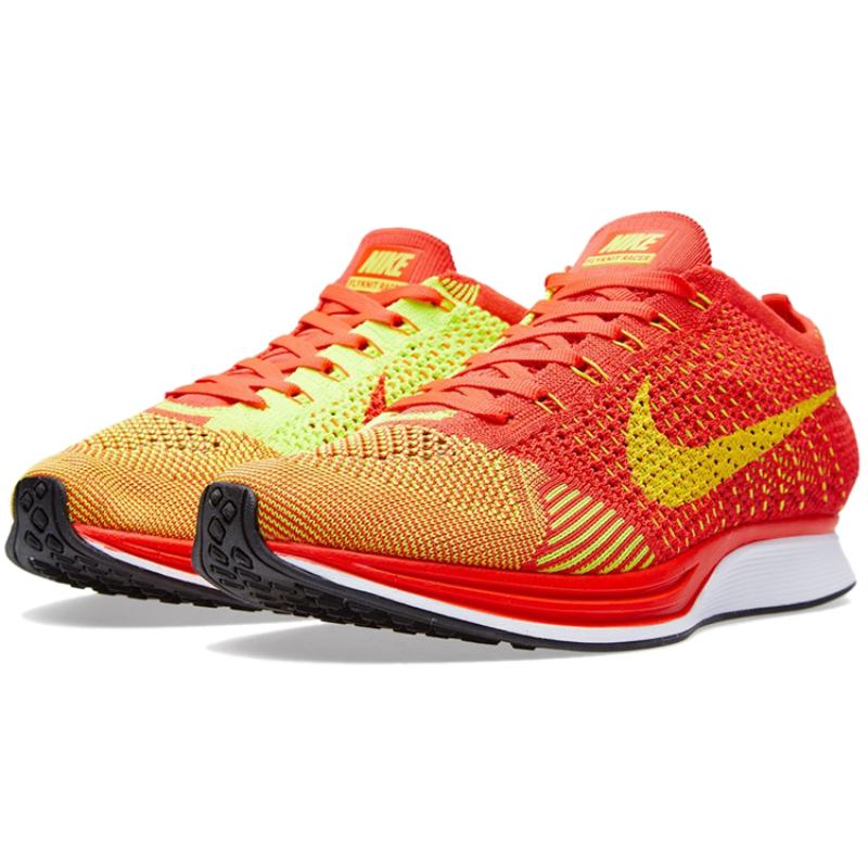 Nike Flyknit Racer Bright Crimson Volt Sneakers 526628-601