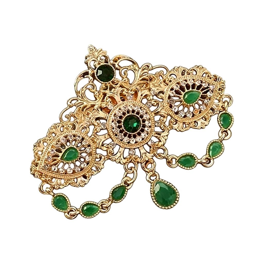 Exotic Morocco Crystals Brooch Featuring Hollow Out Designs Tassels For Bridal Women Attire