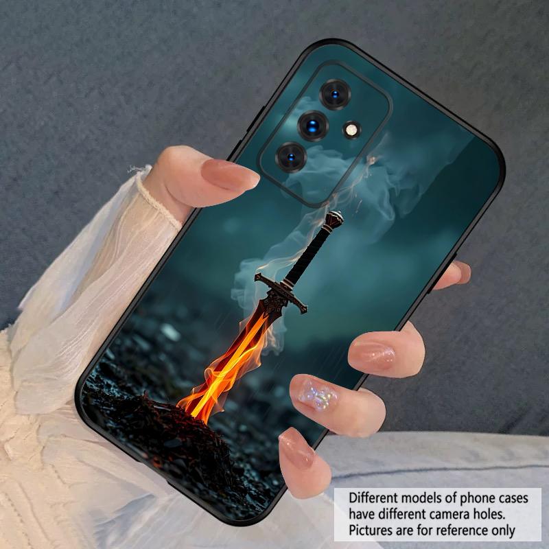 Ein Schwert mit Feuer Für Samsung S20FE S 21 22 23 FE 24 Plus 25 Ultra Galaxy M23 32 34 35 52 53 54 55 5G Silikon Weiche Handyhülle