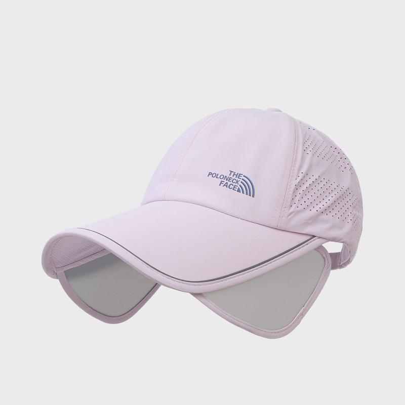 

Long Wide Brim Sunscreen Baseball Cap for Women Men Outdoor Summer Thin Quick-Drying Retractable Sunshade Cap рожевий