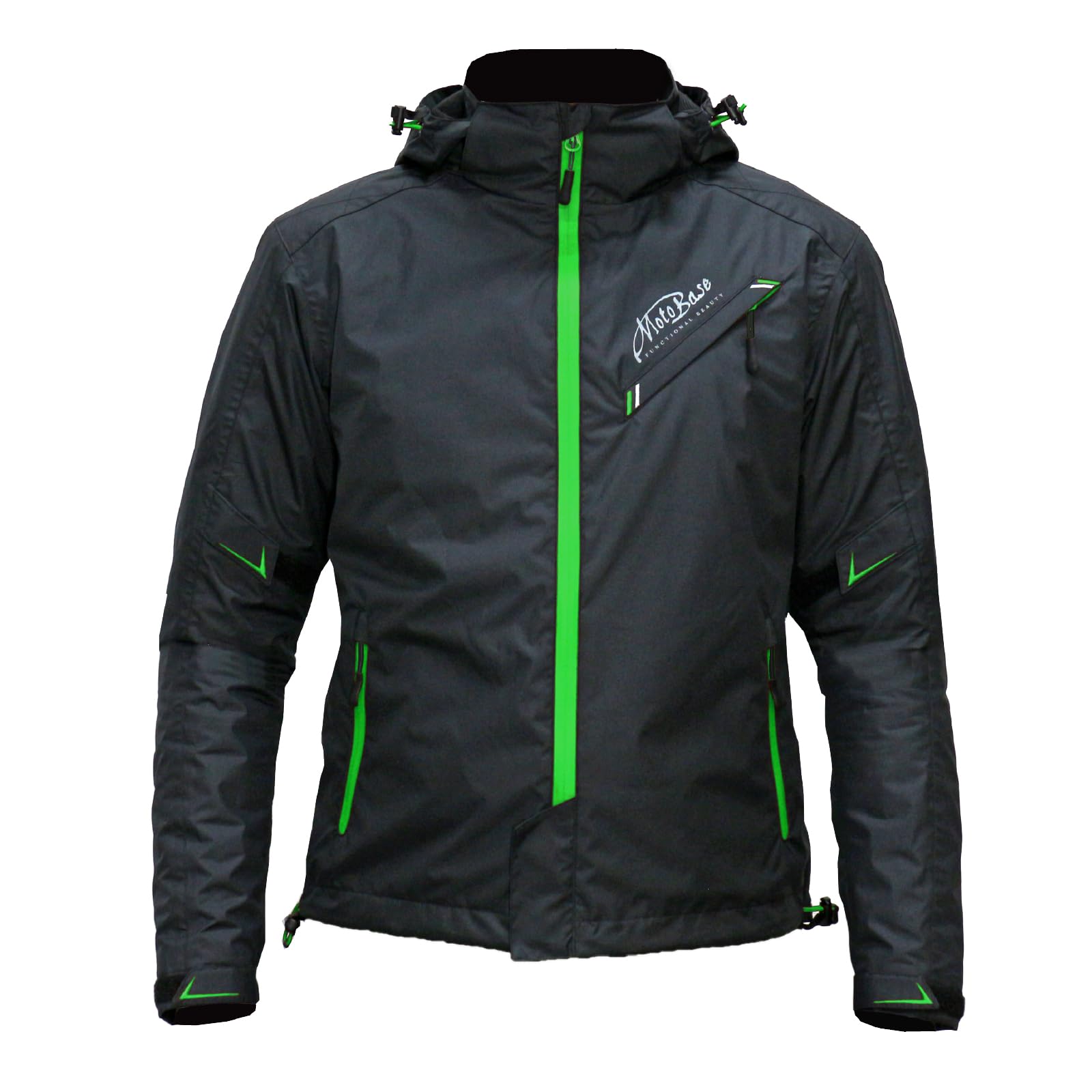 

Motobase Spring/Autumn Model Windproof and Waterproof Motorcycle Jacket, Protective Windbreaker | MBWB-01 | Black/Green | Size M