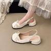French Bow Thick Heel Bag Head Sandals Women's Summer 2025 New with Skirt Temperament Medium Heel High Heel Single Shoes