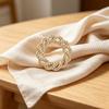 Vintage Scarf Ring Rotary Flower Rhinestone Brooch Pin for Women 3-Slot Adjustable Elegant Scarf