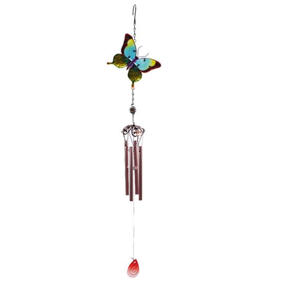 Iron Wind Chime Butterfly Dragonfly Painted Diamond Glass Painted Metal Pendant