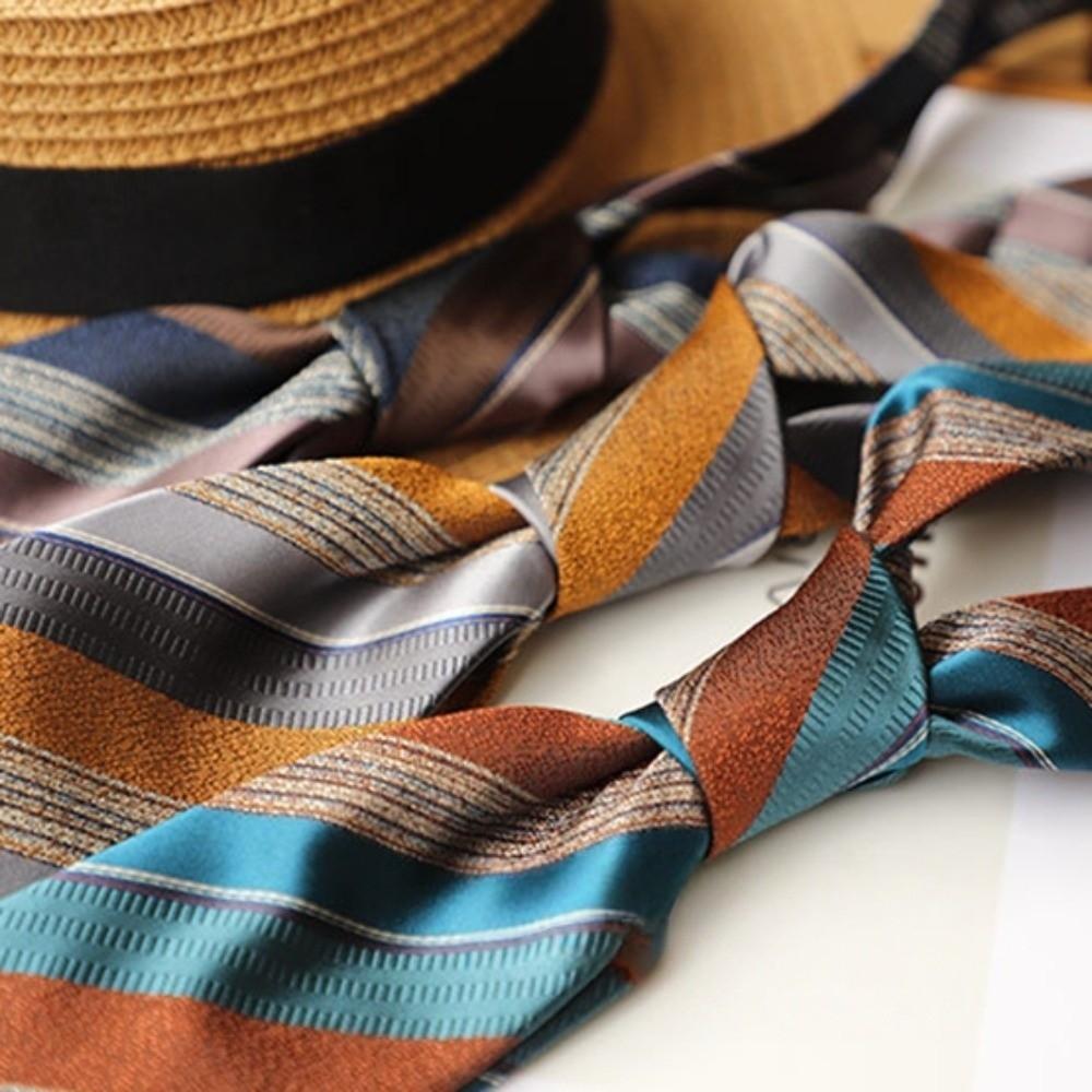 2-Piece Set Narrow Striped Neckties Adjustable Suit Pocket Square Neck Tie Set  Office Wear