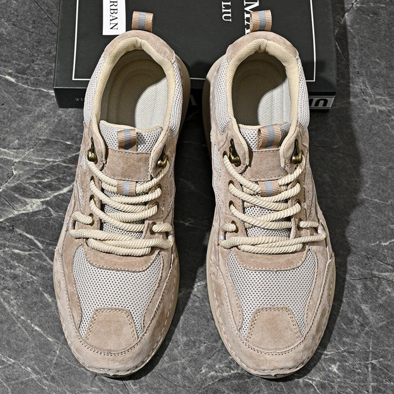 Fashion New Man Sneakers Stylish Hiking Shoes Solid Color Trainers Comfortable Treking Footwear Non-slip Mens Suede Leather Hiking Shoes